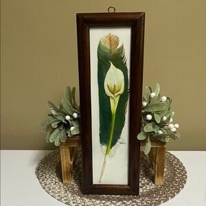 Oleo Turkey Feathers art pic with blooming Lilly